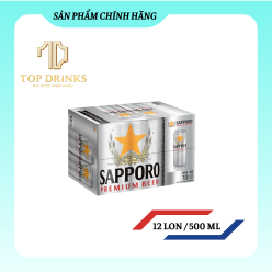 Bia Sapporo Premium Beer - Thùng 12 lon 500 ml